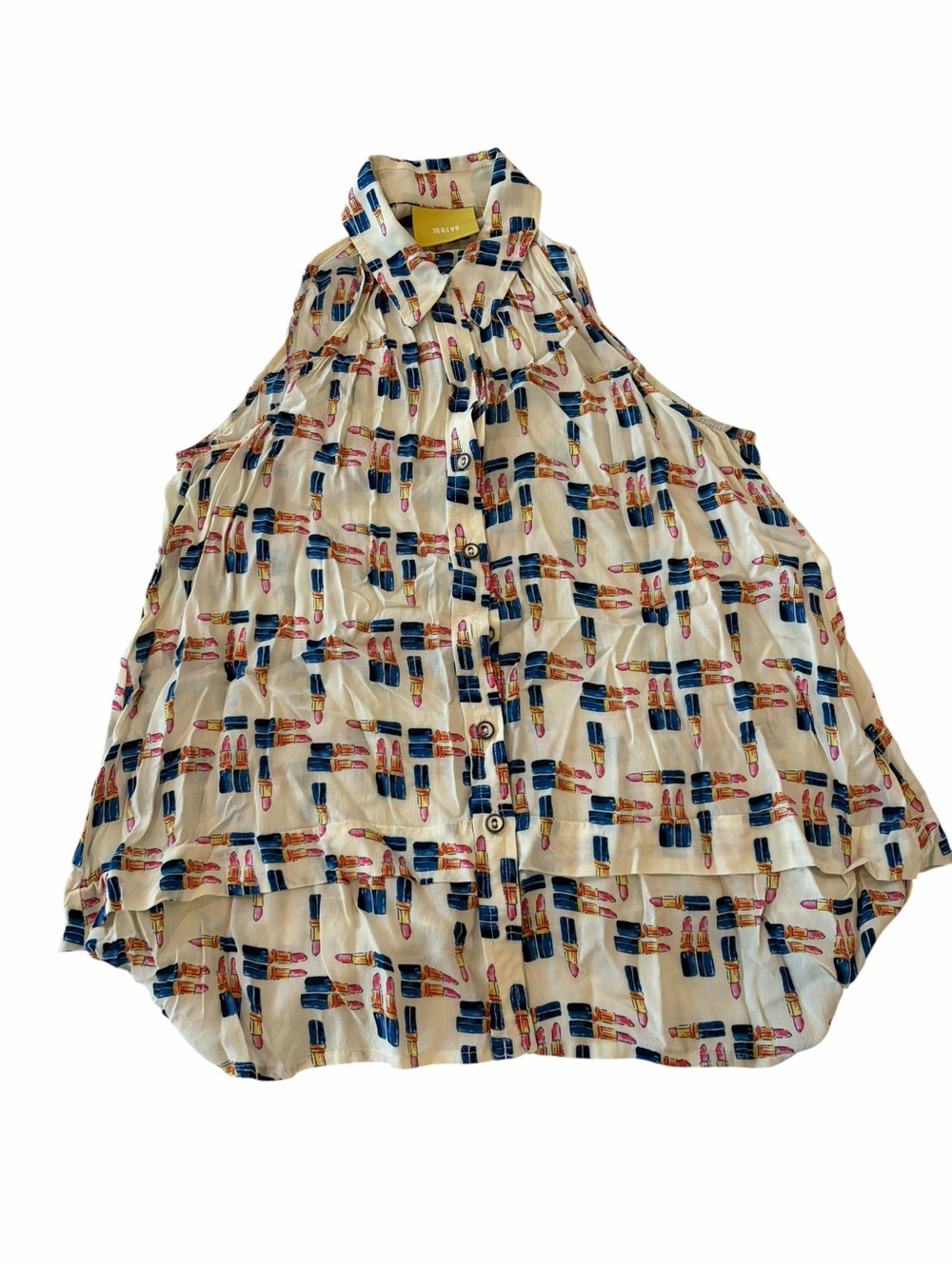 Maeve Anthropologie Lipstick Print Sleeveless Button Down Blouse Size 0